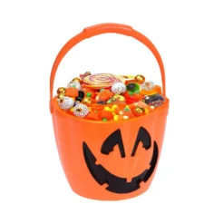 Secchiello zucca Halloween con LED 22x17 cm