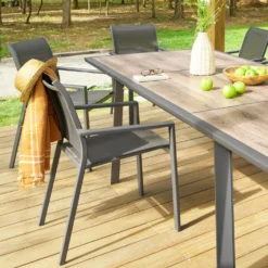 Sedia da giardino grigio con braccioli Essentia