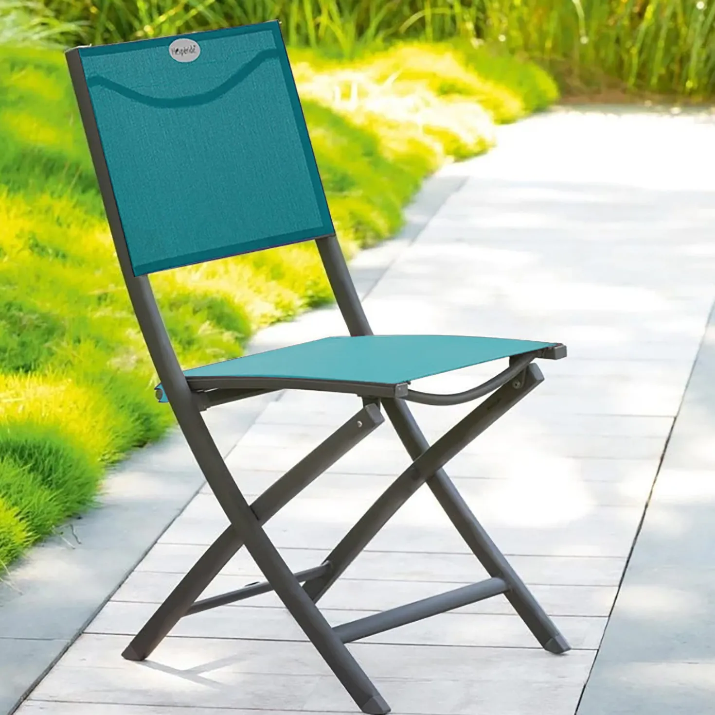 Sedia da giardino pieghevole Modula azzurra