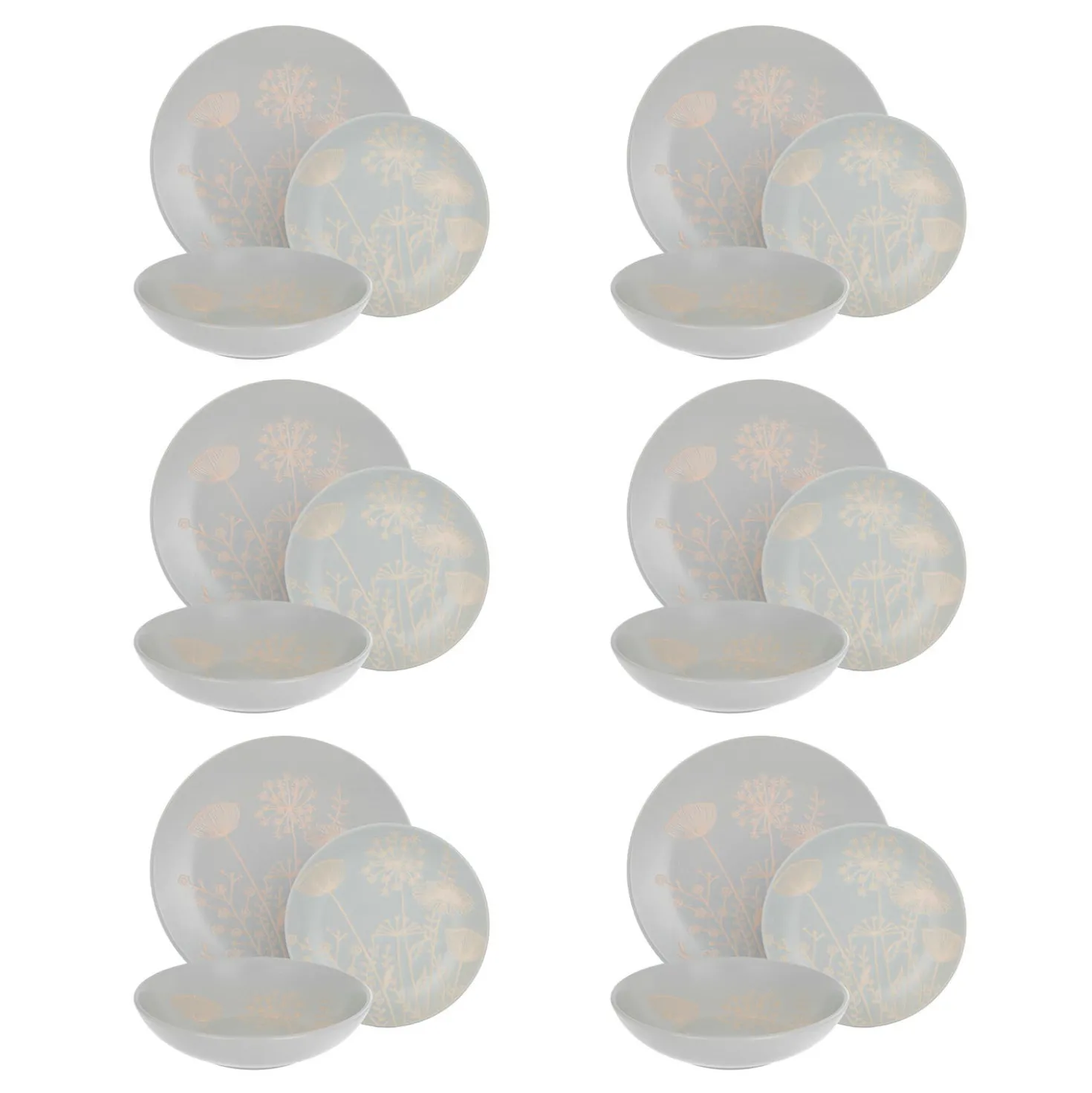 Servizio 18 piatti azzurro Flor Collection