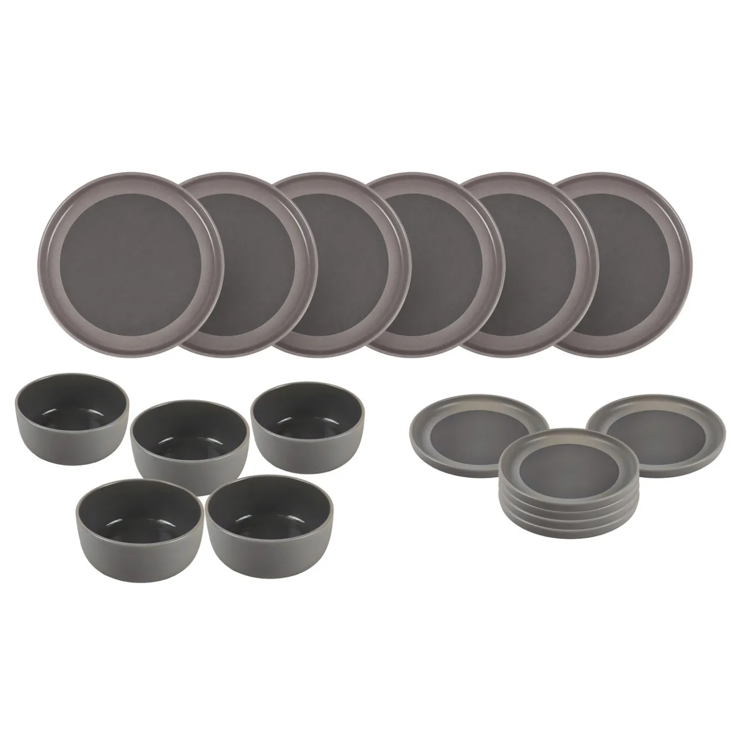Servizio 18 piatti bicolore ceramica stoneware