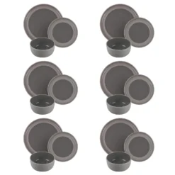 Servizio 18 piatti bicolore ceramica stoneware