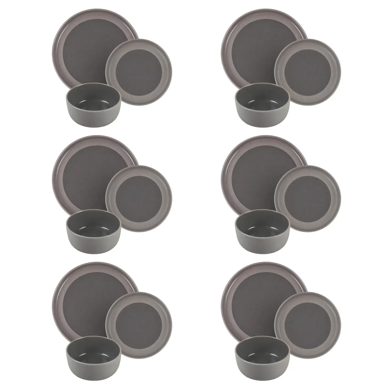 Servizio 18 piatti bicolore ceramica stoneware