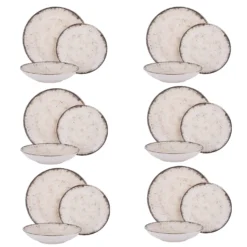 Servizio 18 piatti ceramica beige Dymore
