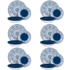 Servizio 18 piatti porcellana Ariel blu