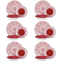 Servizio 18 piatti porcellana Ariel rosso