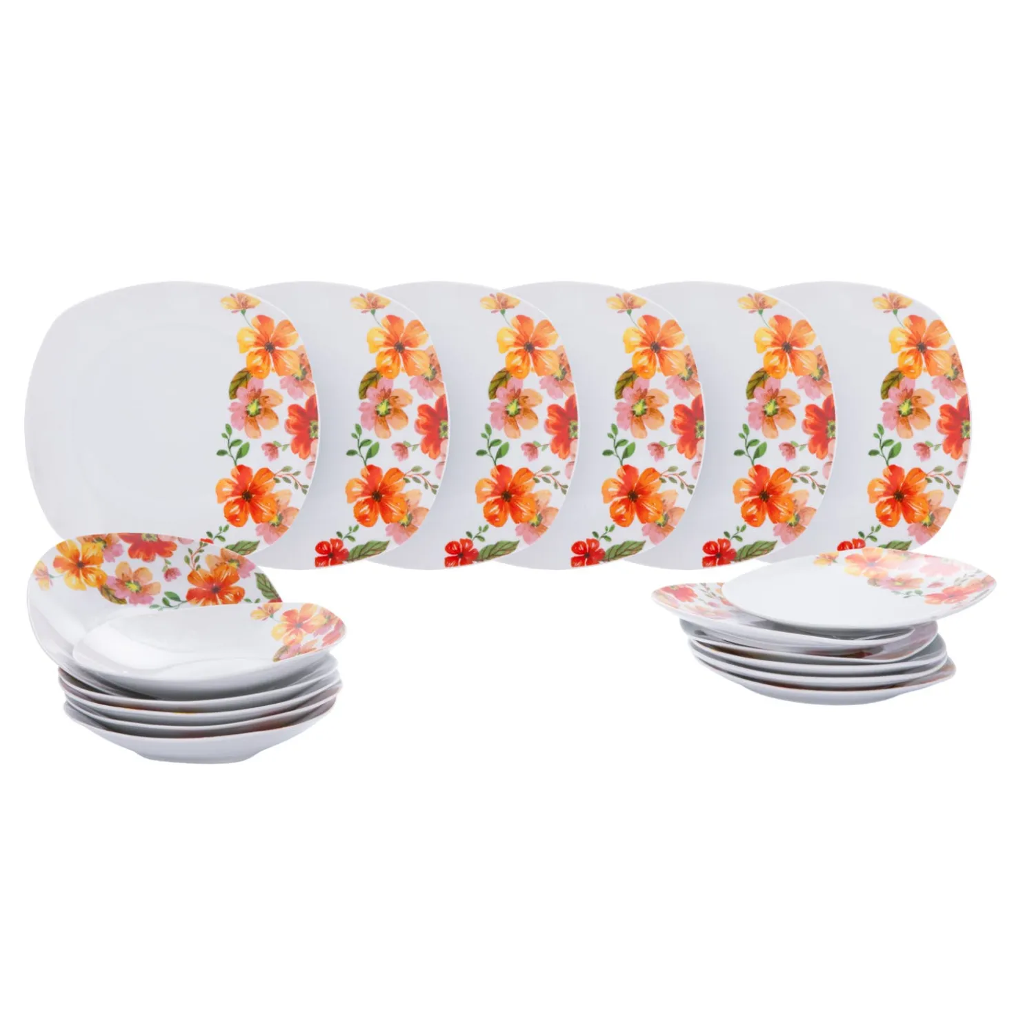 Servizio 18 piatti porcellana bianca con fiori Lisa