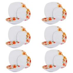 Servizio 18 piatti porcellana bianca con fiori Lisa