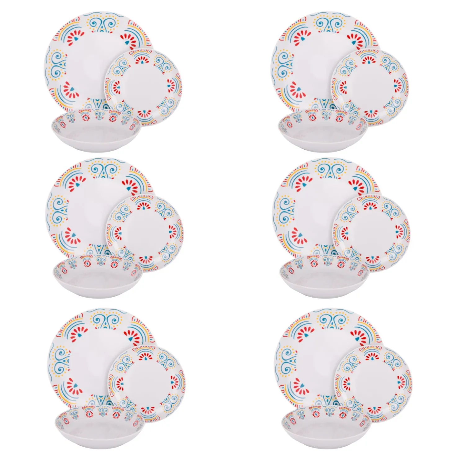 Servizio 18 piatti porcellana bianca maiolica Taormina