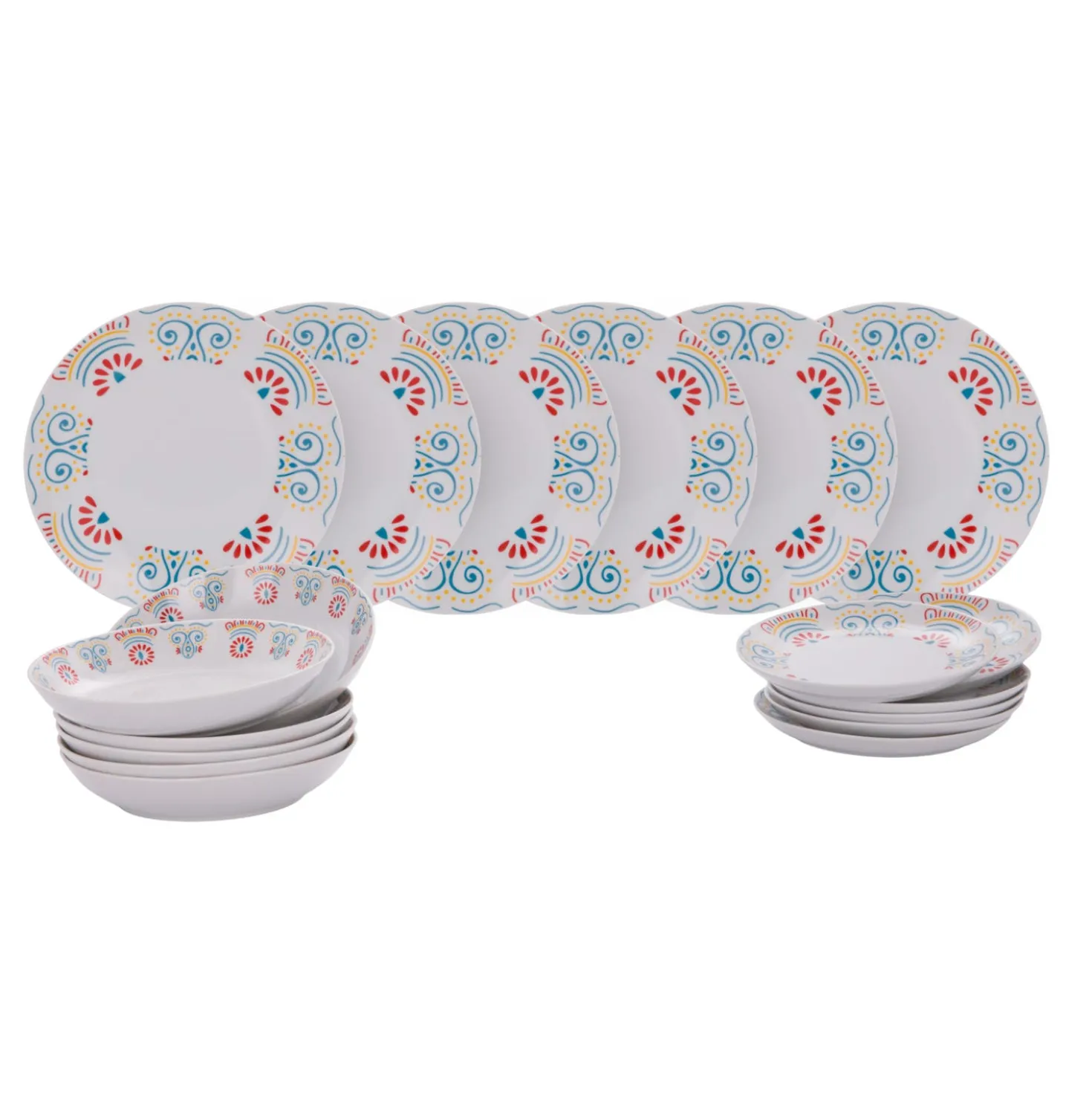 Servizio 18 piatti porcellana bianca maiolica Taormina