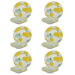 Servizio 12 piatti porcellana giallo verde Mosaico