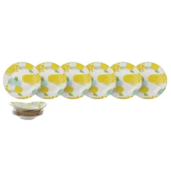 Servizio 12 piatti porcellana giallo verde Mosaico