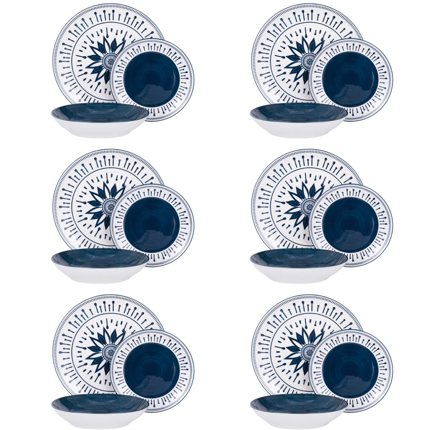 Servizio 18 piatti porcellana Mistral blu