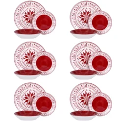 Servizio 18 piatti porcellana Mistral rosso