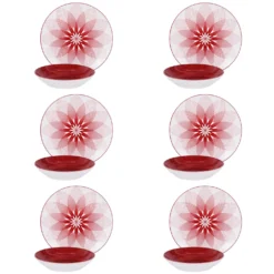 Servizio 12 piatti porcellana Virella rosso