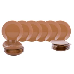 Servizio 18 piatti terracotta marrone Style