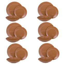 Servizio 18 piatti terracotta marrone Style