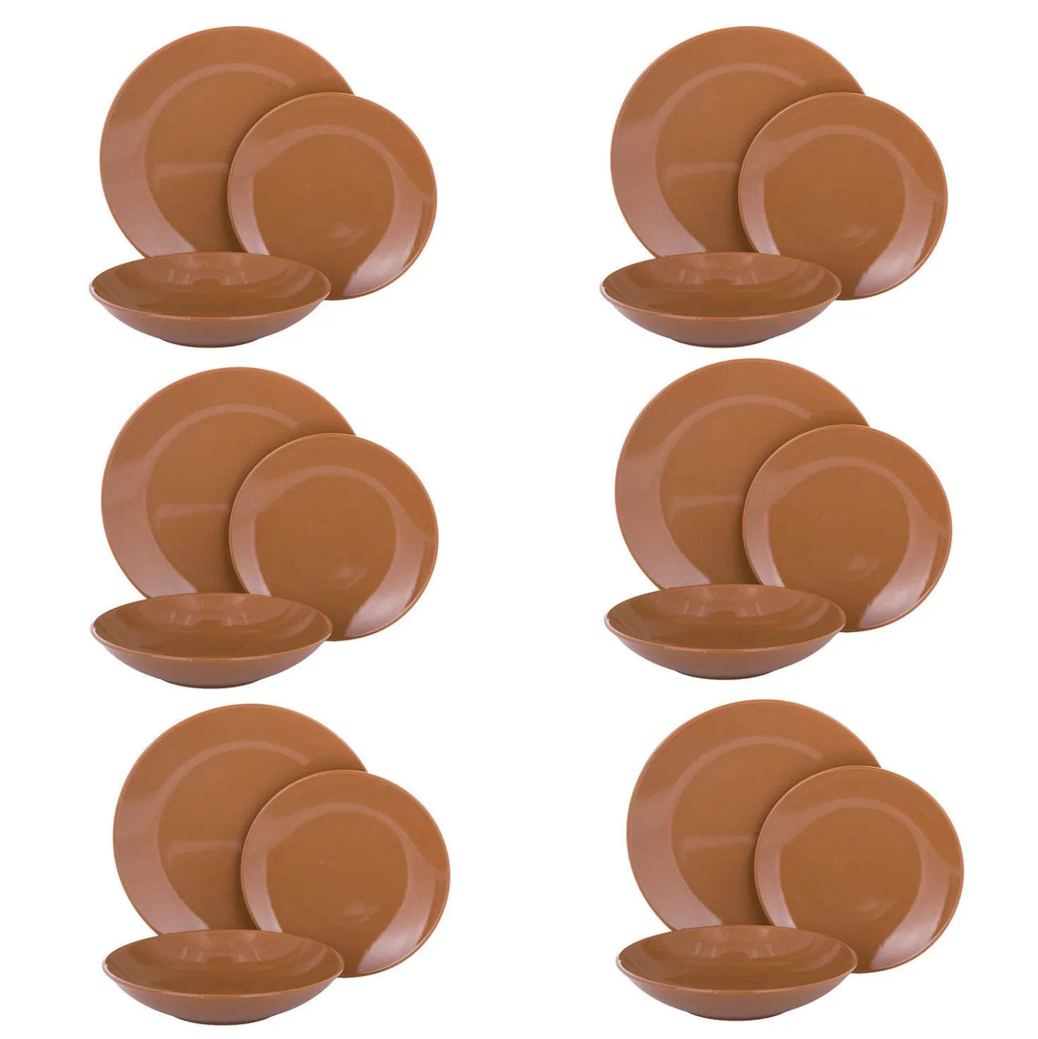 Servizio 18 piatti terracotta marrone Style