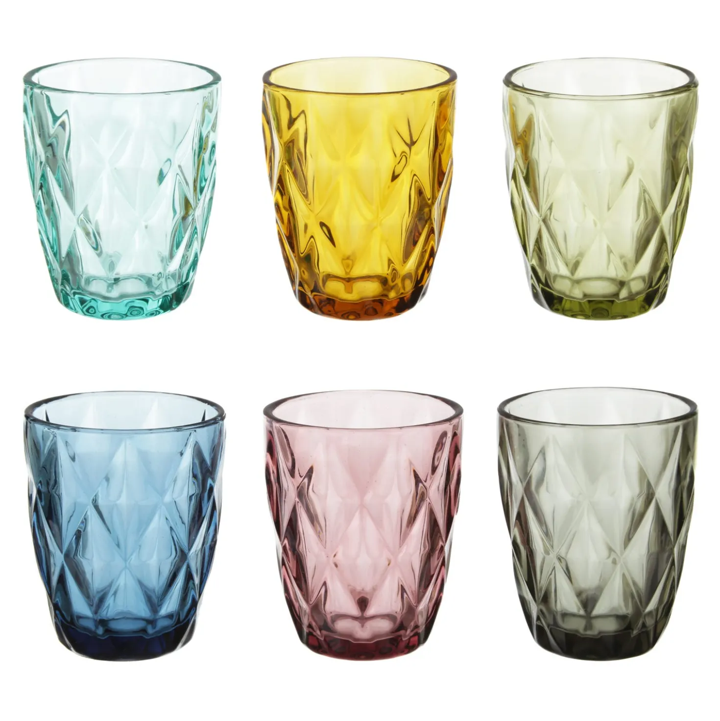 Set 6 bicchieri acqua colorati vetro Gemma