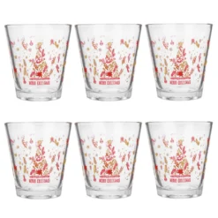 Set 6 bicchieri acqua Merry Christmas rosso