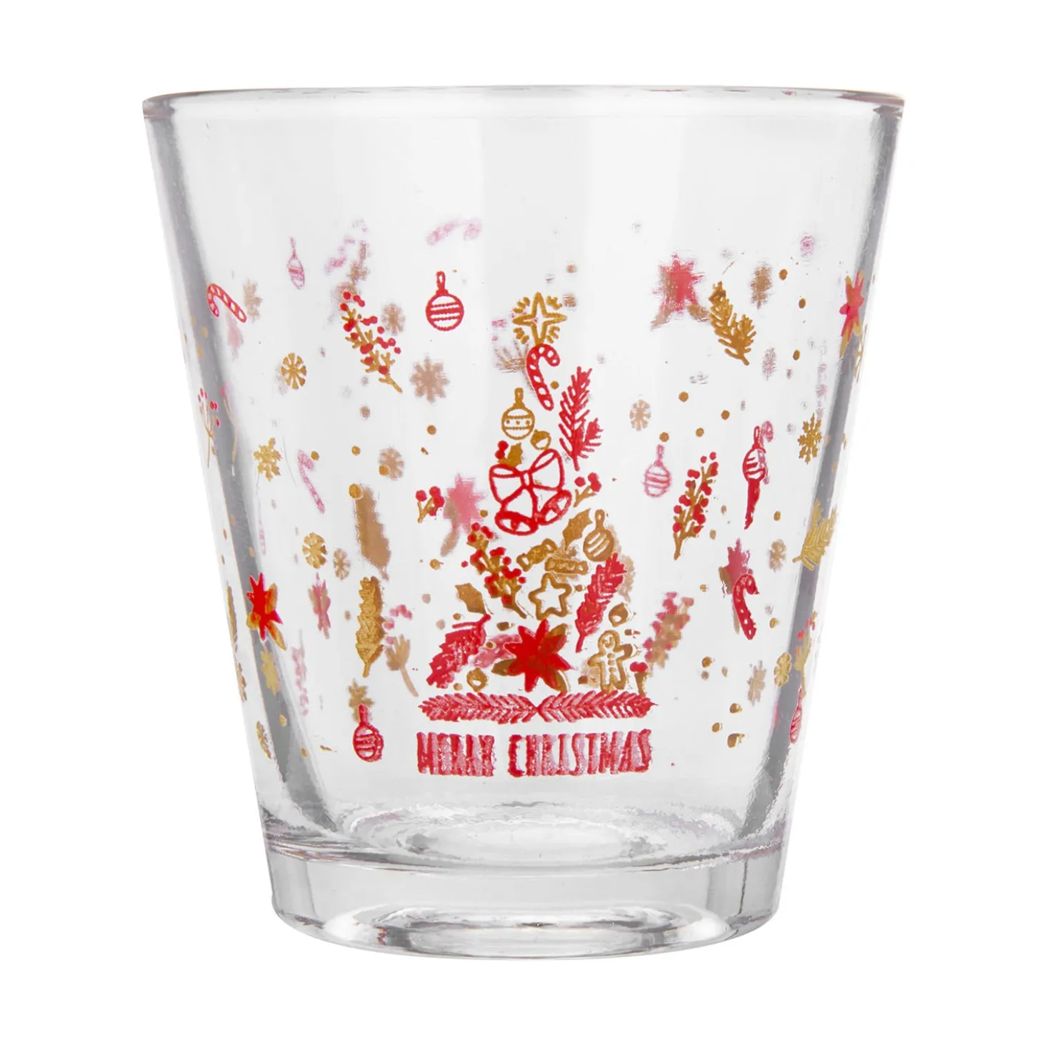 Set 6 bicchieri acqua Merry Christmas rosso