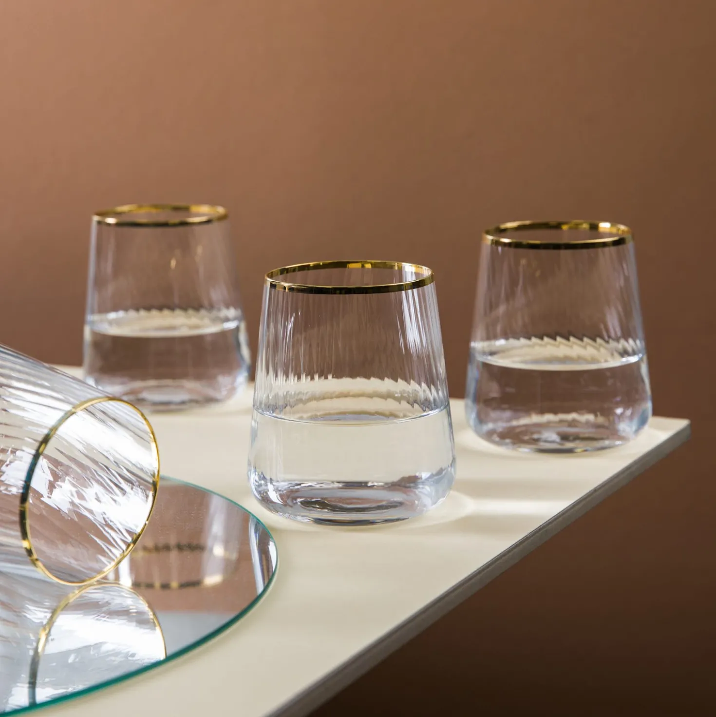 Set 6 bicchieri acqua 420 ml bordo oro Luster