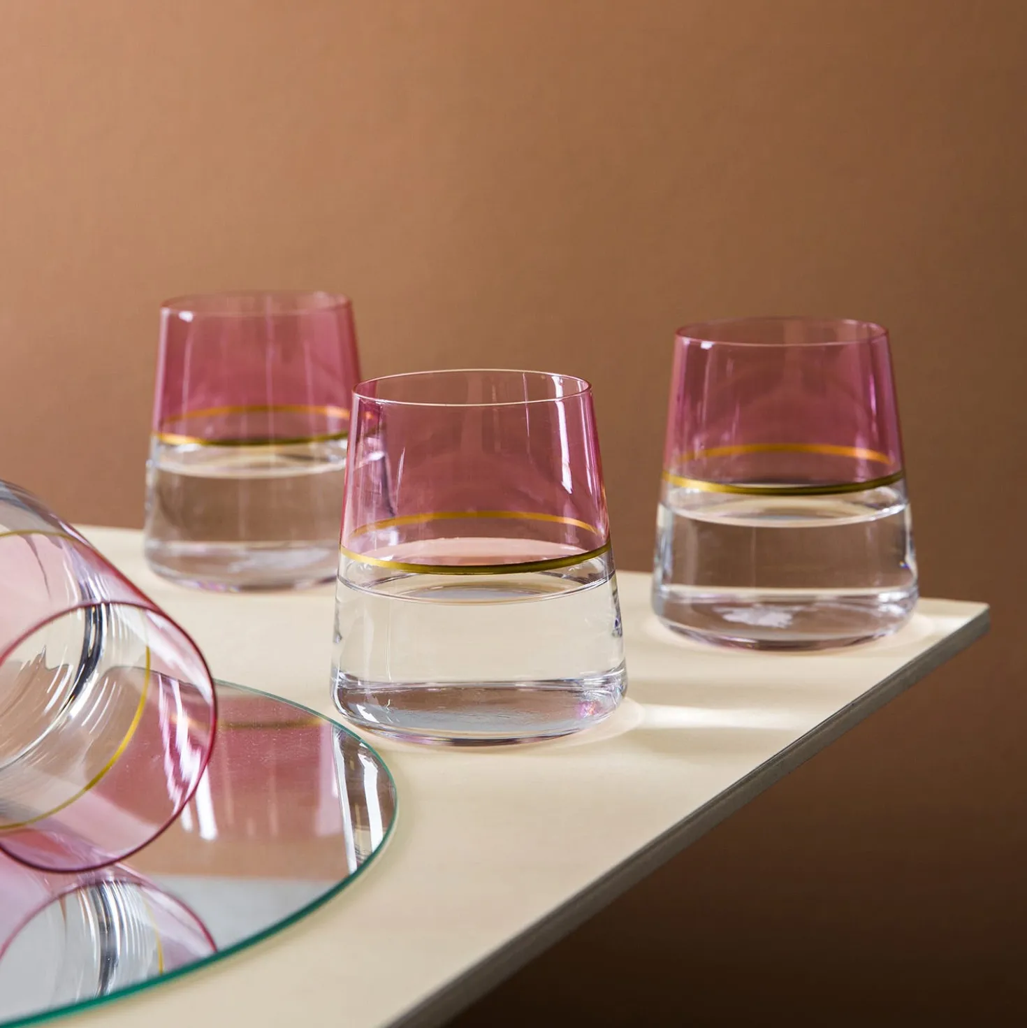 Set 6 bicchieri acqua 420 ml rosa e oro Spectrum