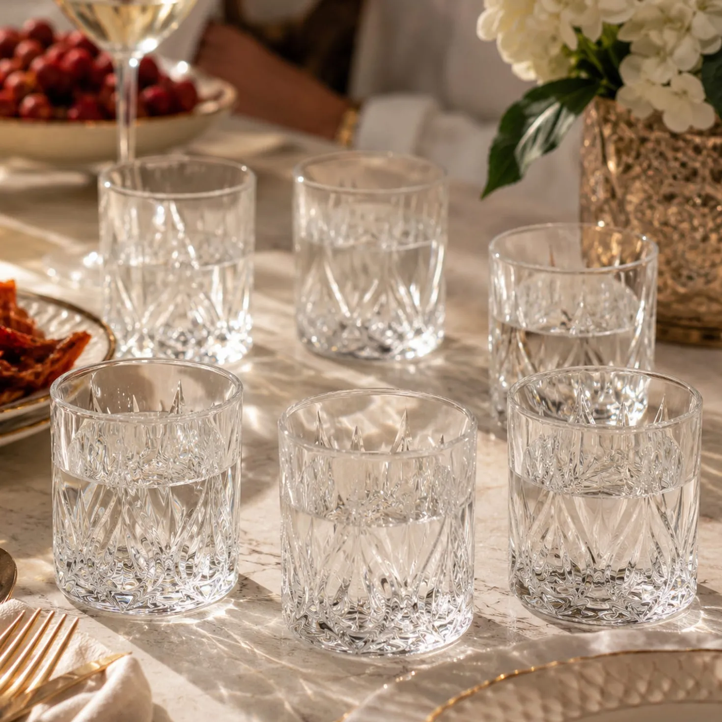 Set 6 bicchieri acqua 310 ml vetro lavorato