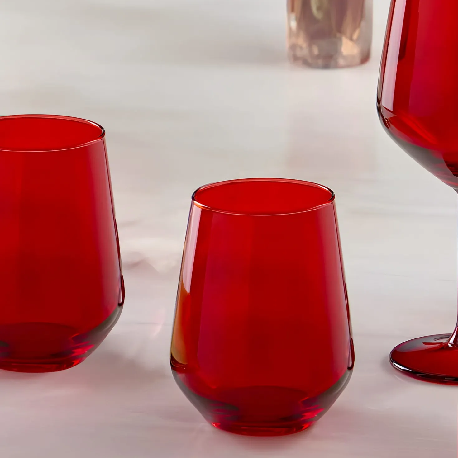 Set 2 bicchieri acqua rossi in vetro Allegra