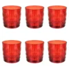 Set 6 bicchieri acqua rossi in vetro Rain Pasabahce