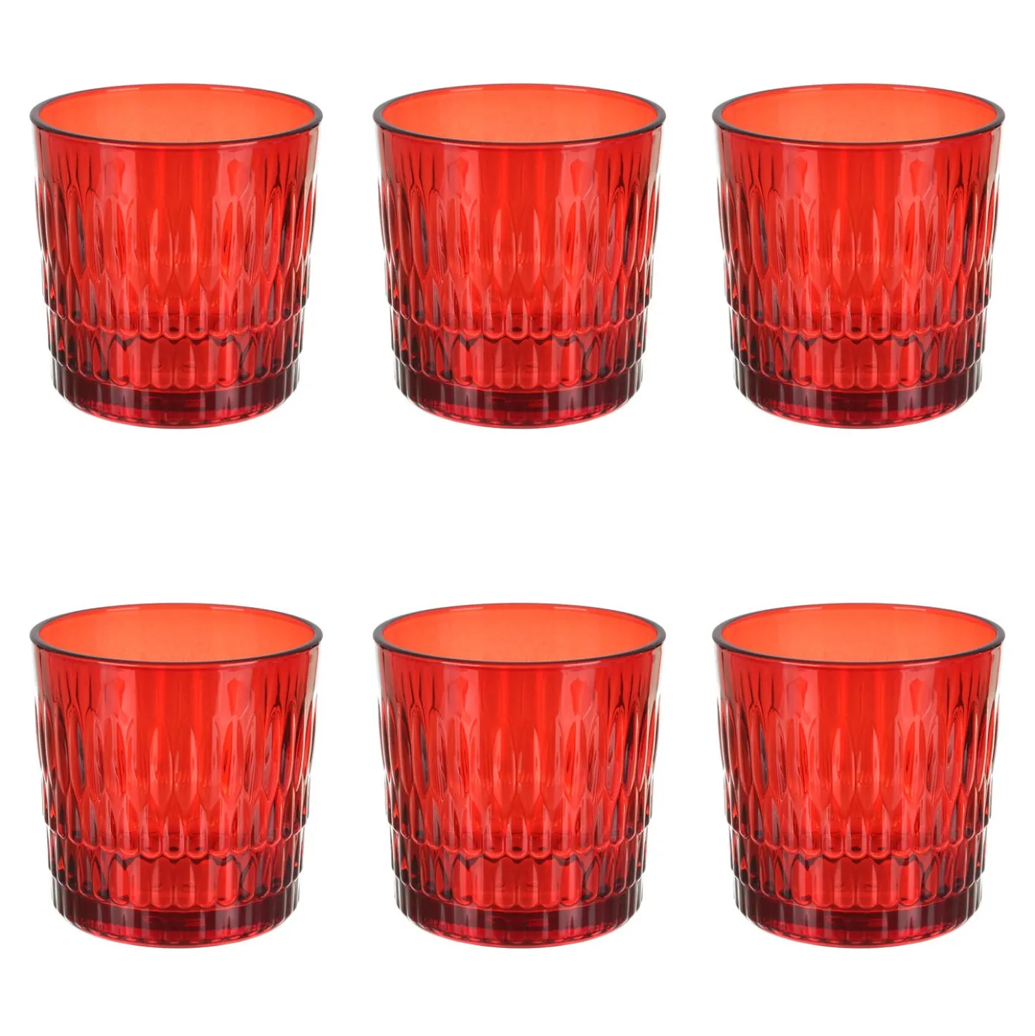 Set 6 bicchieri acqua rossi in vetro Rain Pasabahce
