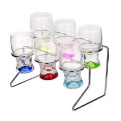 Set 6 bicchierini liquore vetro colorati stand