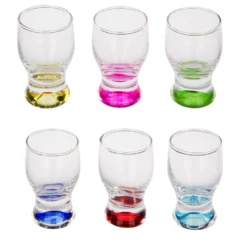 Set 6 bicchierini liquore vetro colorati stand