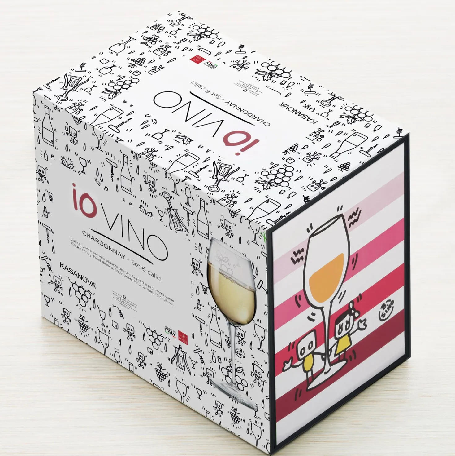 Set 6 calici Chardonnay Io Vino in vetro cristallo