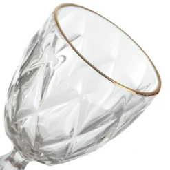 Set 2 calici vino in vetro con bordo oro