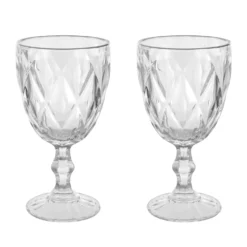 Set 2 calici vino in vetro con bordo oro