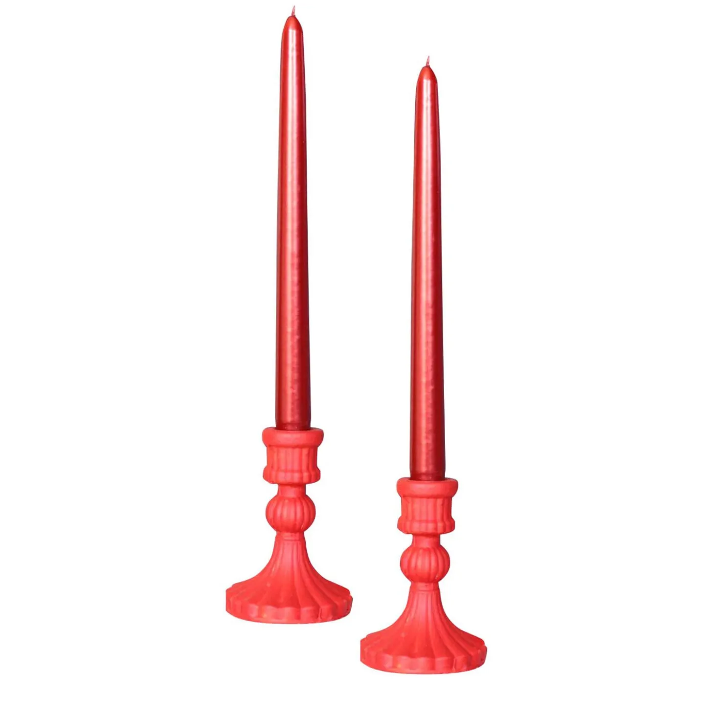 Set 4 candele rosse con base