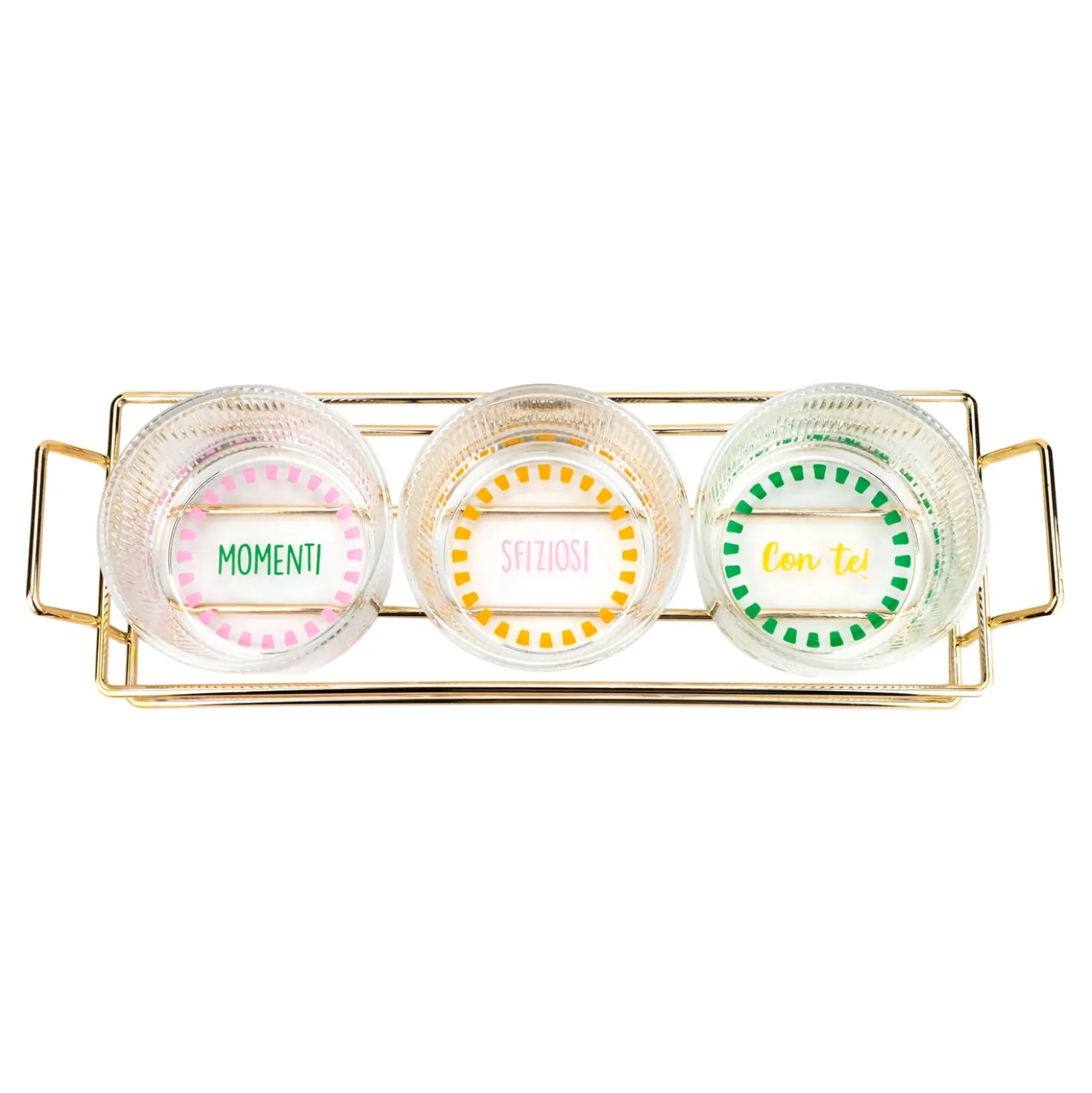 Set 3 ciotoline vetro con vassoio Color Bloom