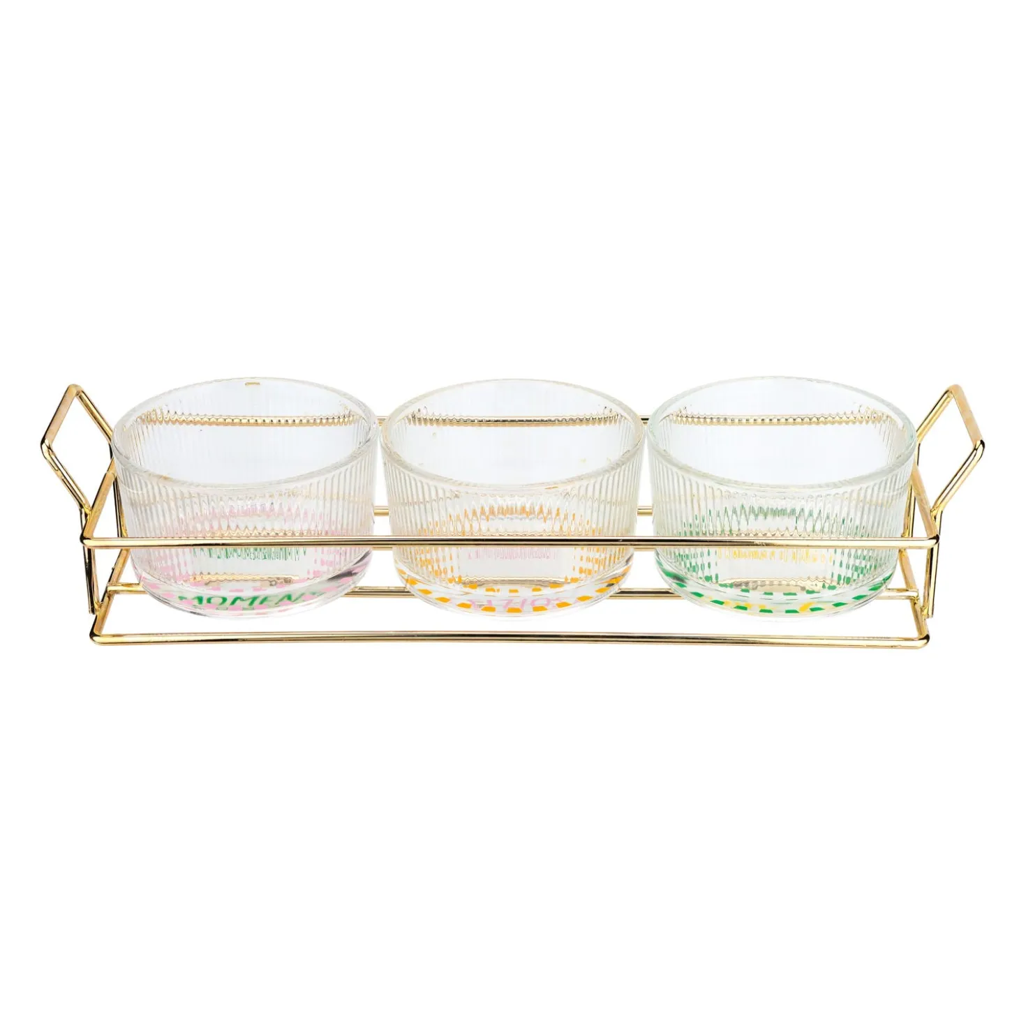 Set 3 ciotoline vetro con vassoio Color Bloom
