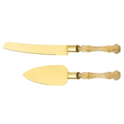 Set coltello e paletta per dolci manici glitter