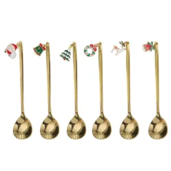 Set 6 cucchiaini dolce ciondoli natalizi