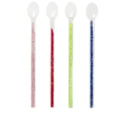 Set 4 cucchiaini lunghi in vetro con glitter