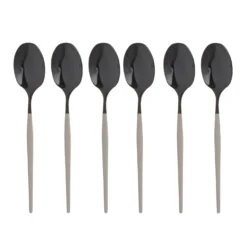 Set 6 cucchiaini taupe e nero Luxy