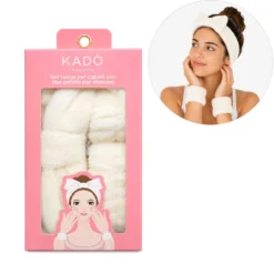 Set fascia capelli e 2 polsini beige