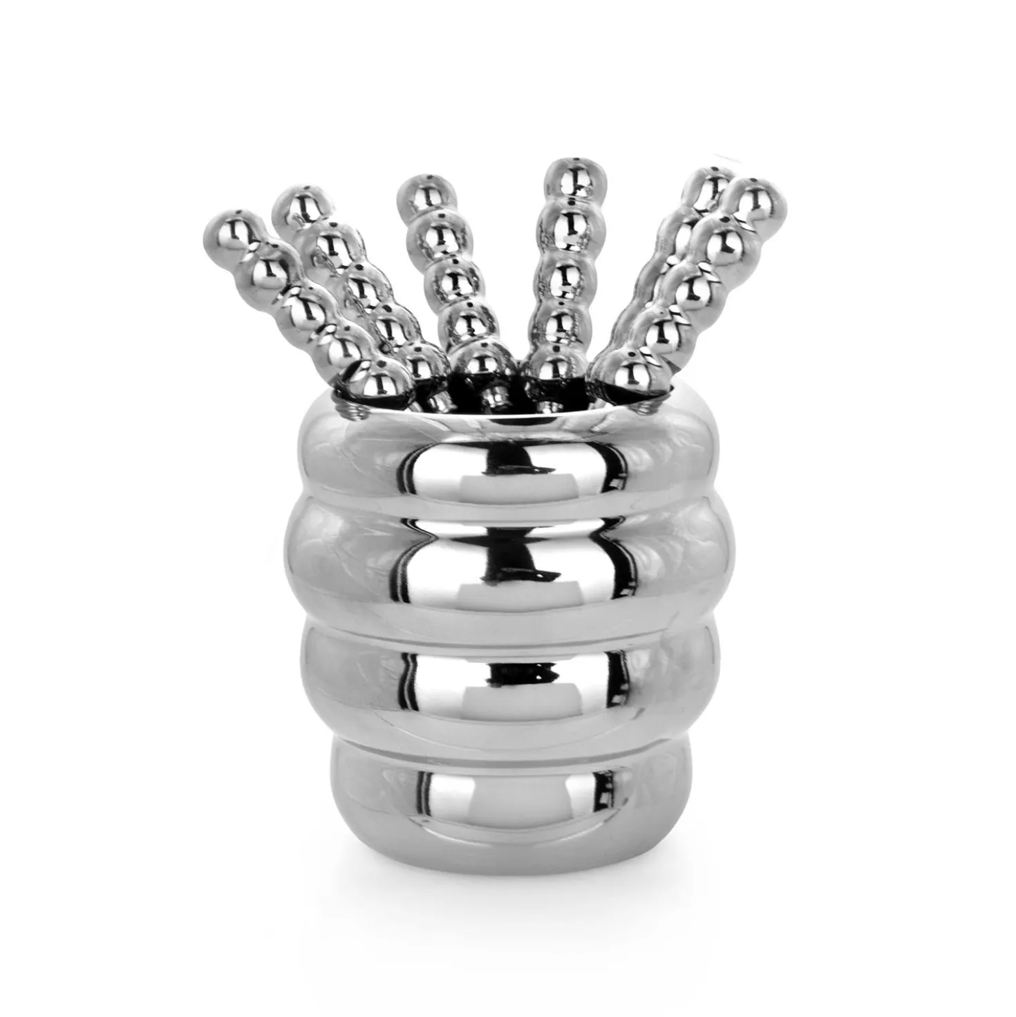 Set 6 forchettine con contenitore argentato Spiky Party