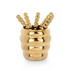 Set 6 forchettine con contenitore dorato Spiky Party