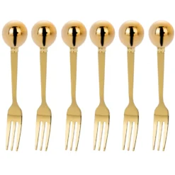 Set 6 forchettine dorate con stand Spiky Party
