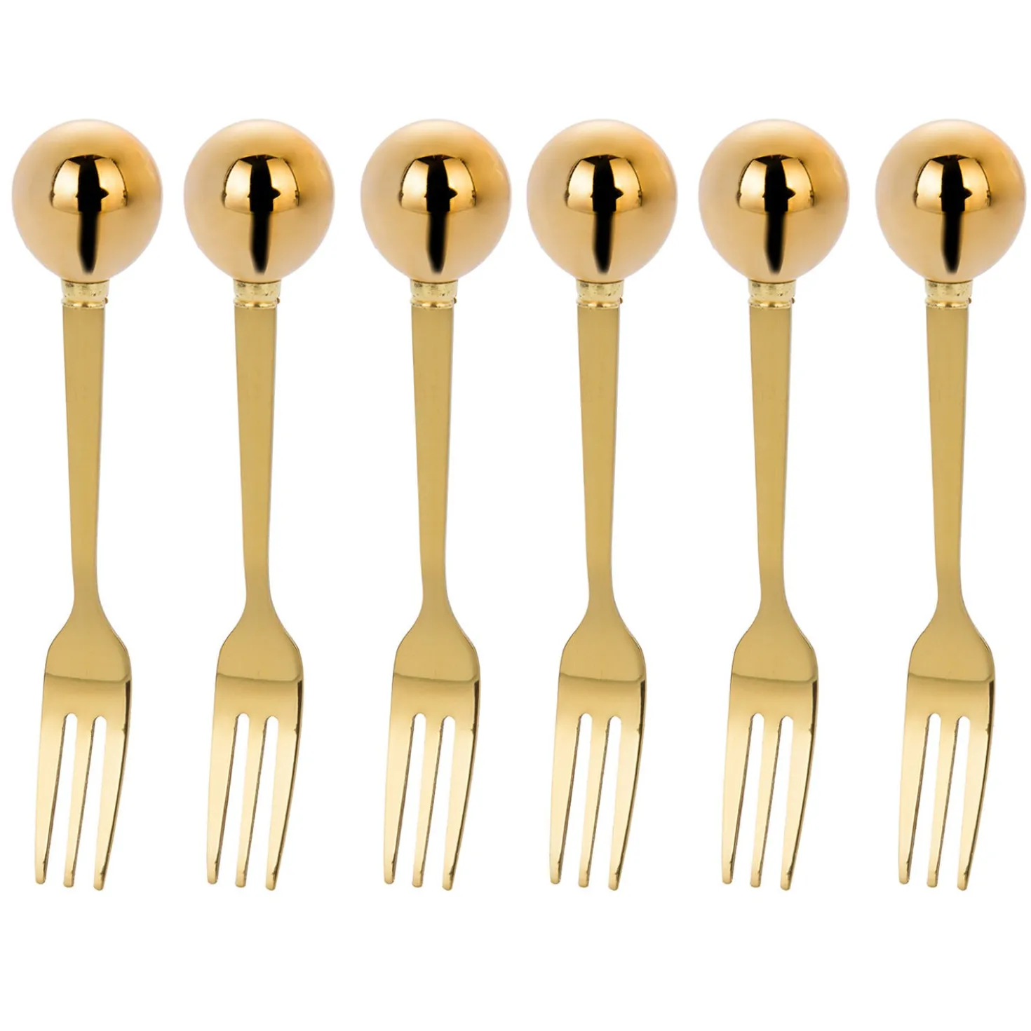 Set 6 forchettine dorate con stand Spiky Party