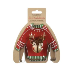 Set 2 formine tagliabiscotti Natale renna e maglione
