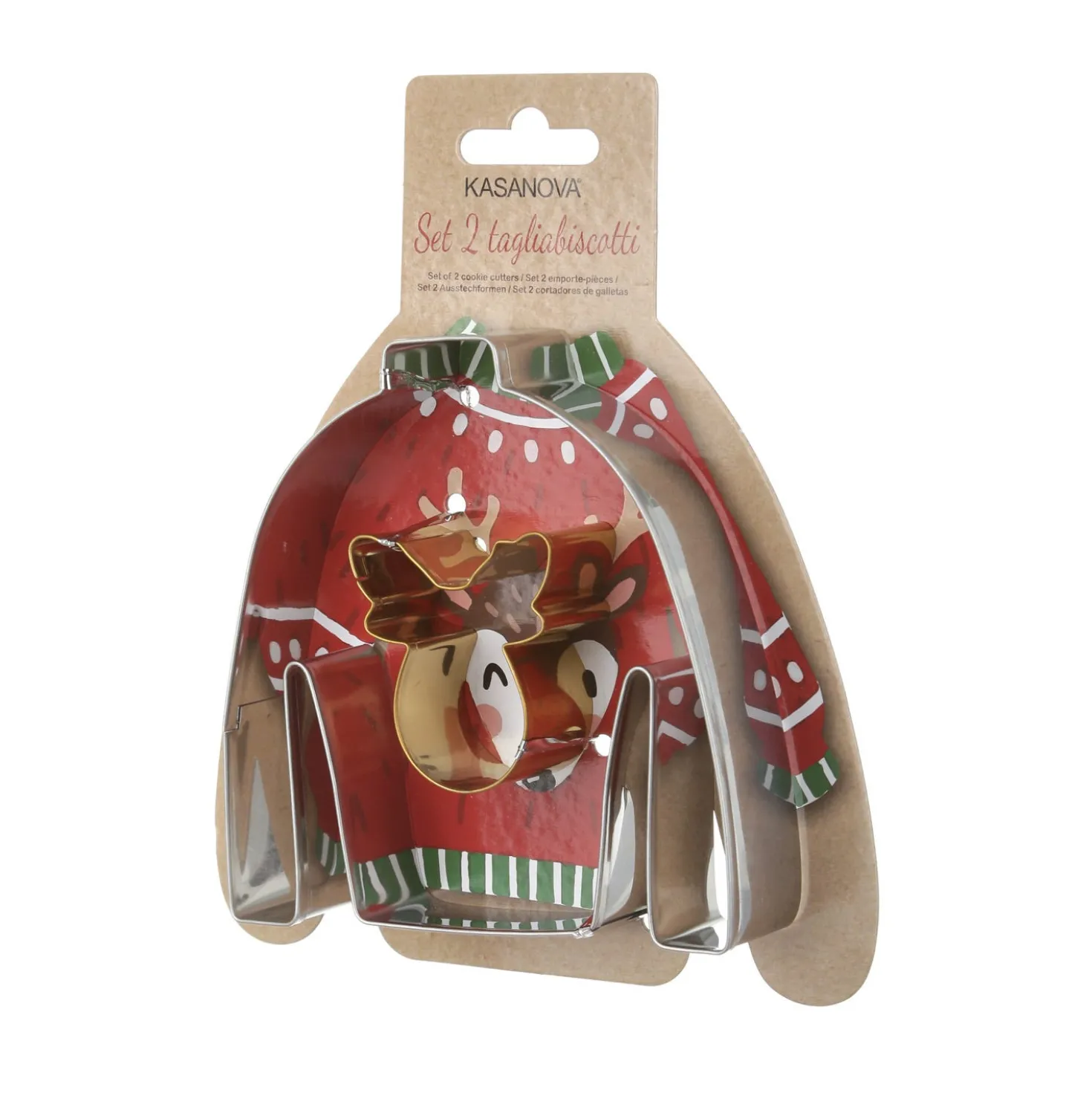 Set 2 formine tagliabiscotti Natale renna e maglione
